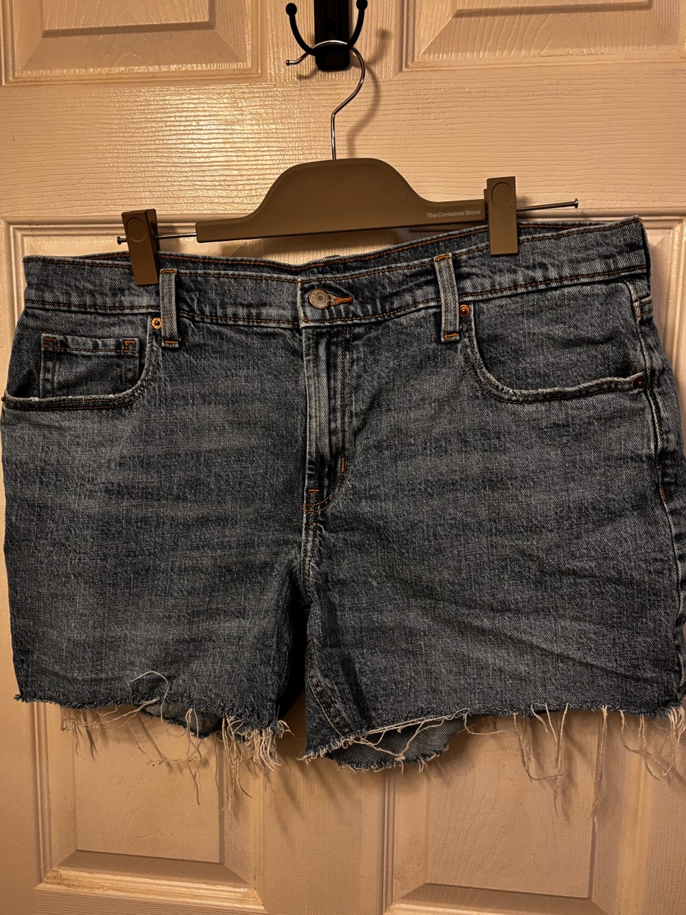 5” Boyfriend Fit Old Navy Mid Blue Frayed Denim Cutoff Shorts
